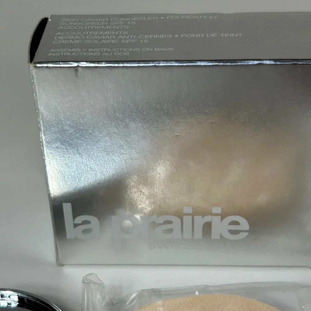 La Prairie Skin Caviar Concealer Foundation Accessory Set ONLY Brush Sponge Stan